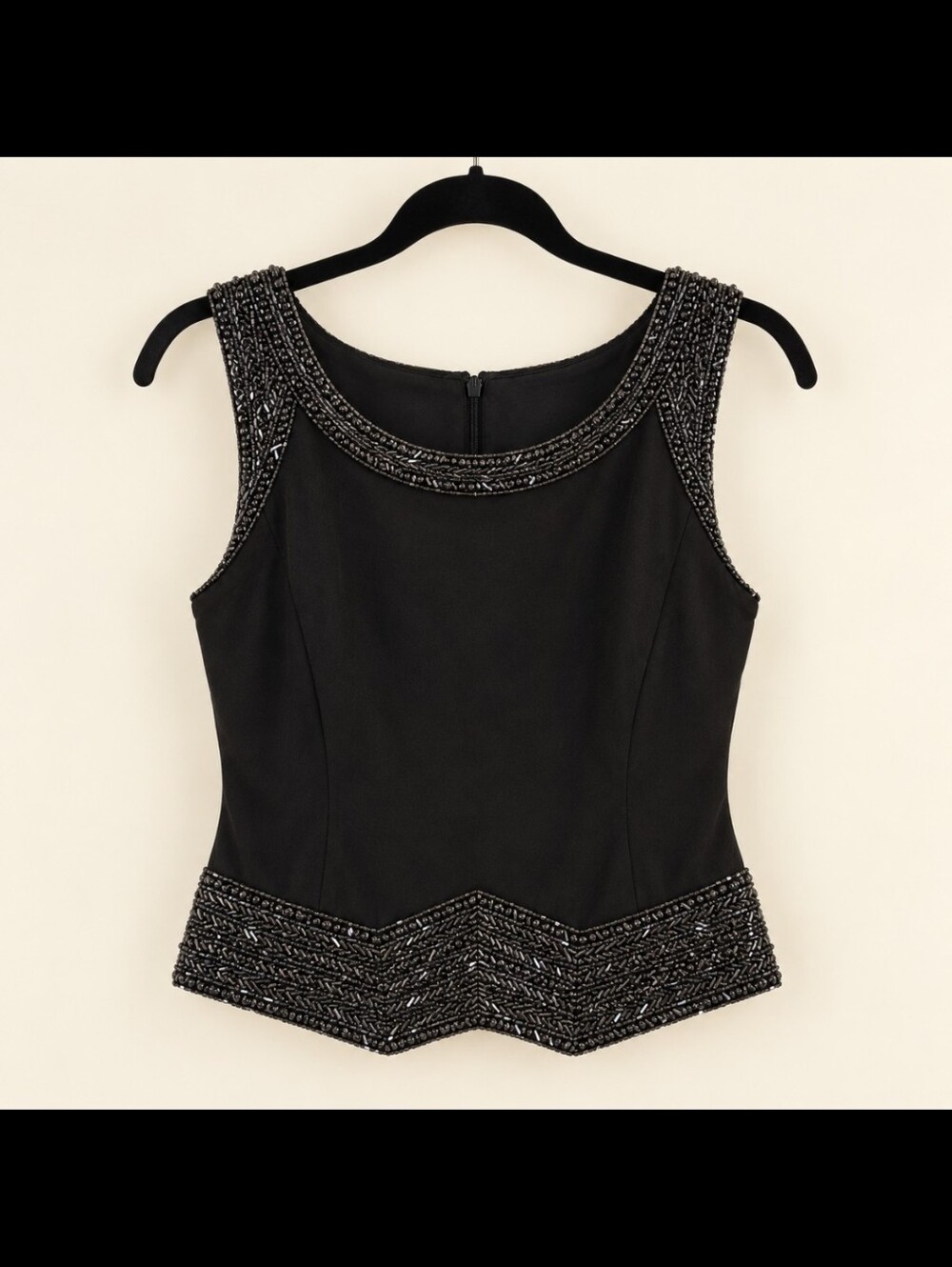Black Beaded Formal Top Size MED 10